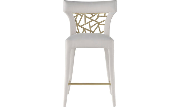 Baker Luxe Collection Filigree Counter Stool in White Performance Fabric