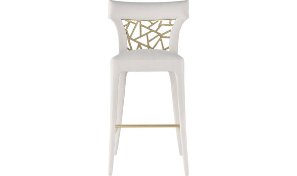 Baker Filigree Barstool in White Performance Fabric