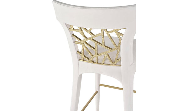 Baker Filigree Barstool in White Performance Fabric