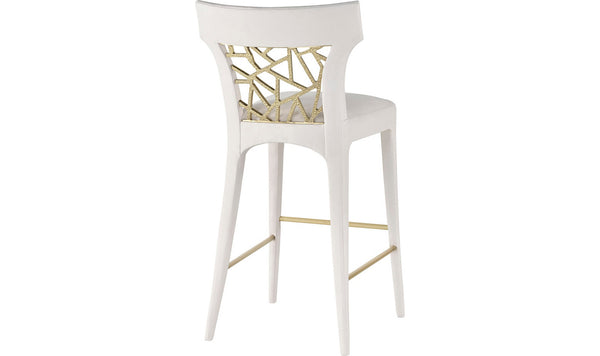 Baker Filigree Barstool in White Performance Fabric