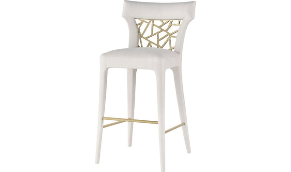 Baker Filigree Barstool in White Performance Fabric