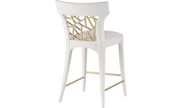 Baker Luxe Collection Filigree Counter Stool in Performance White Fabric