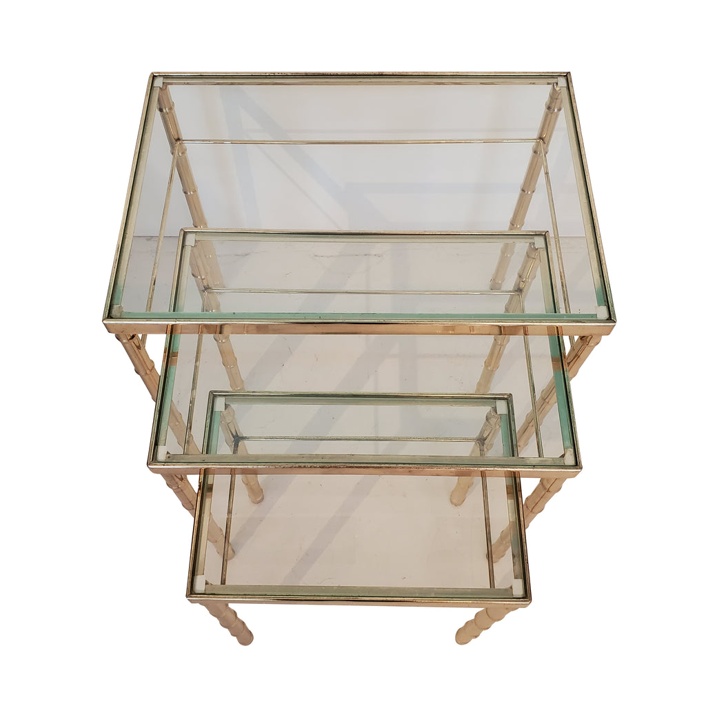 Mid Century Modern Faux Bamboo Brass Nesting Tables – Luxe