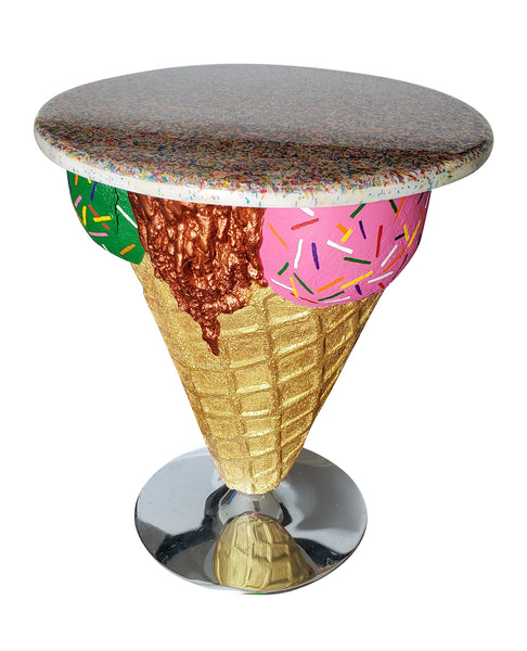 Bespoke Ice Cream Table with Vintage Lucite Swivel Stools